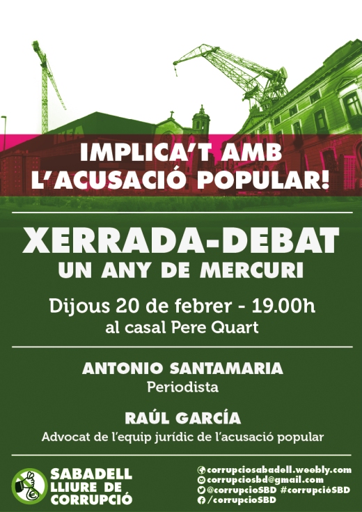 XERRADA-DEBAT - Un any de MERCURI. 20-2-14, 19 hores, Casal Pere Quart de Sabadell